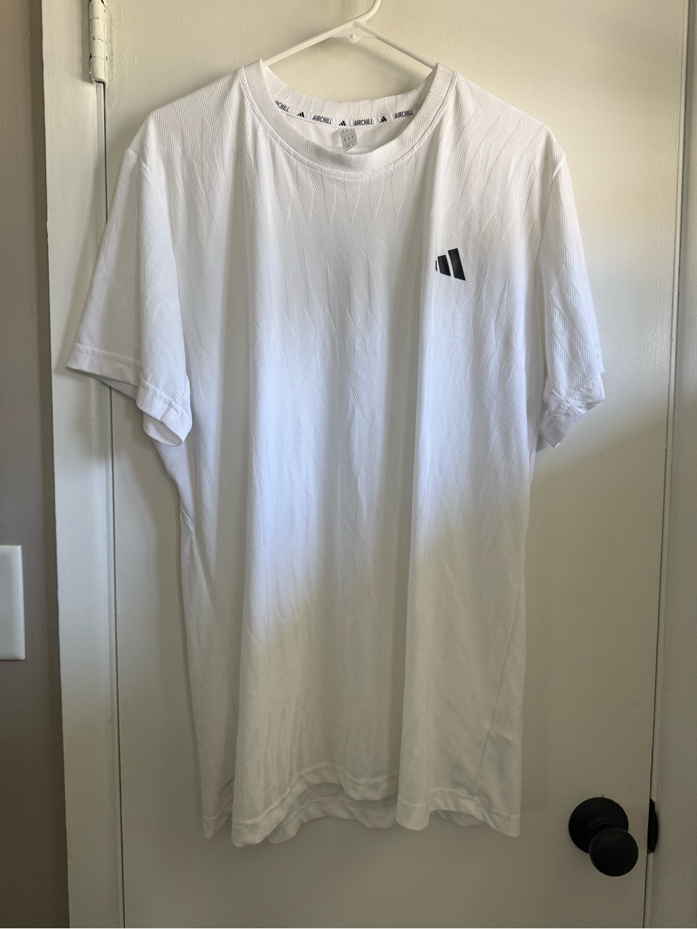 adidas White Short-Sleeve Athletic Tee with Black Logo, Size XL